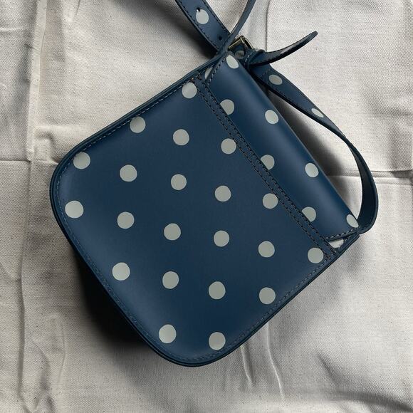 Cath Kidston London Blue Polka Dot Leather Crossbody Satchel Bag w/Dust Bag - Picture 15 of 15